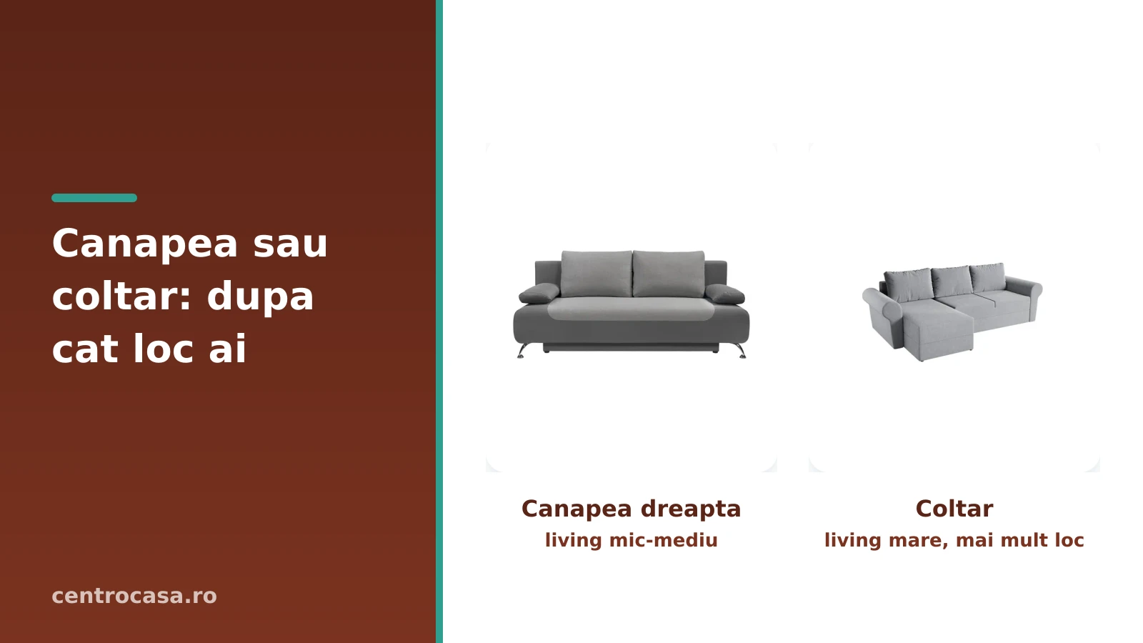 Canapea dreapta sau coltar: cum alegi dupa spatiul din living