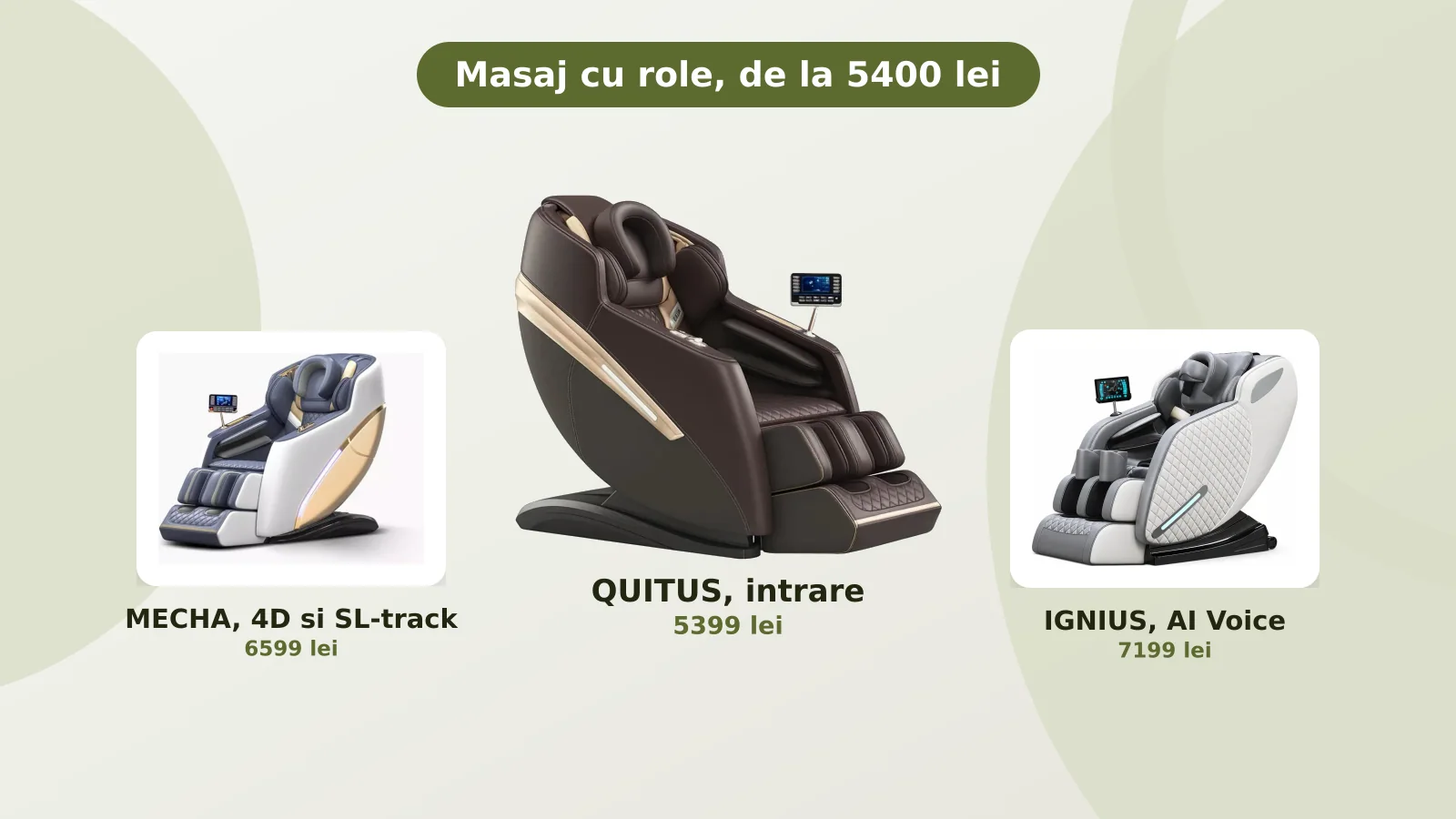 Fotolii de masaj cu role pe senila SL, de la 5400 de lei
