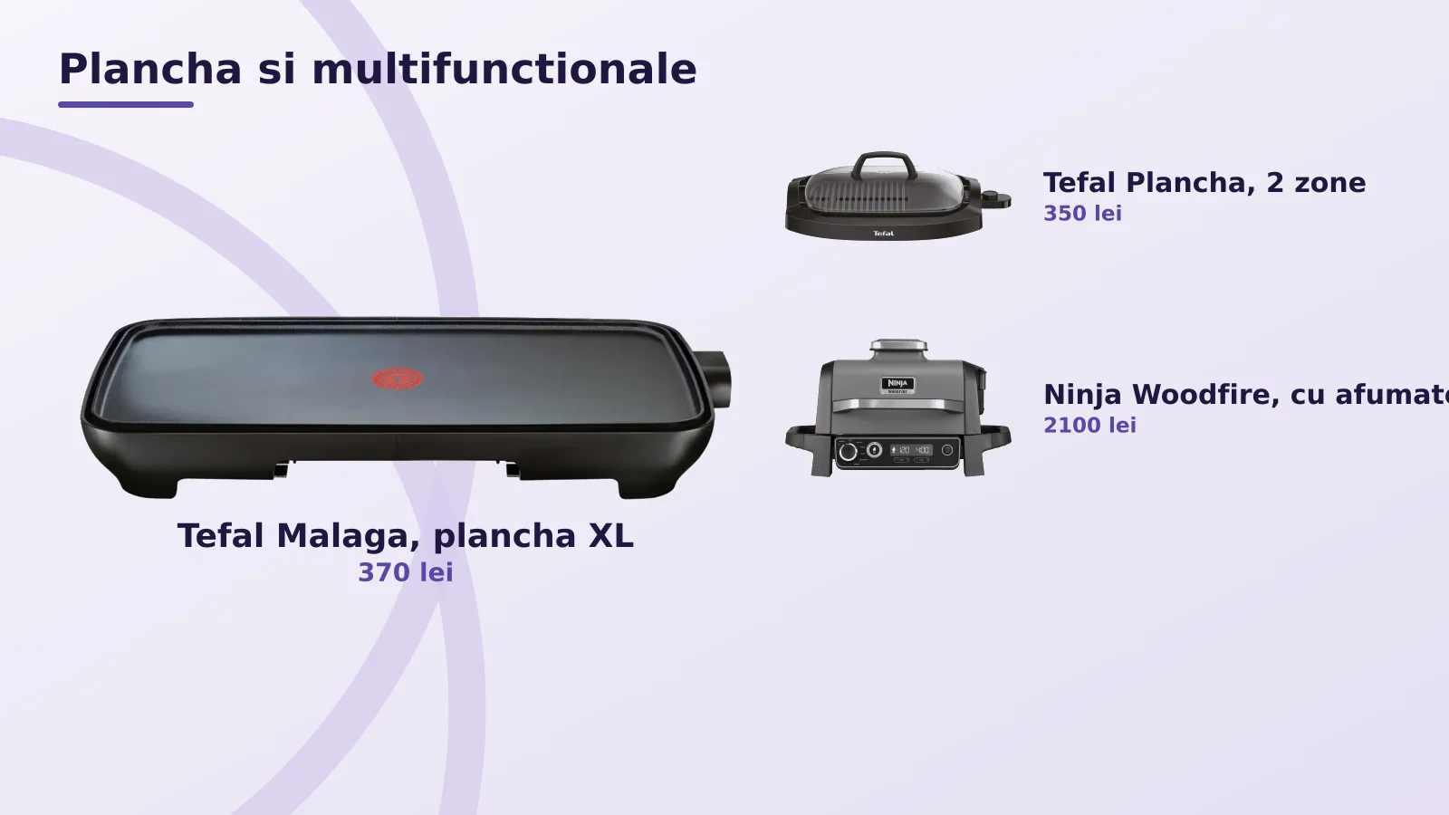 Plancha si gratare electrice multifunctionale, Tefal Malaga si Ninja Woodfire