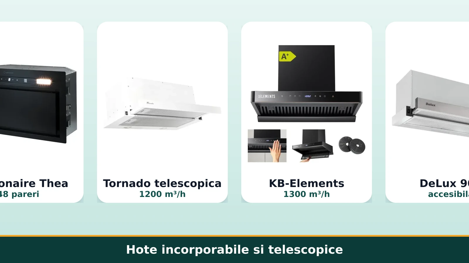 Hote incorporabile si telescopice: Turbionaire, Tornado, KB-Elements, DeLux