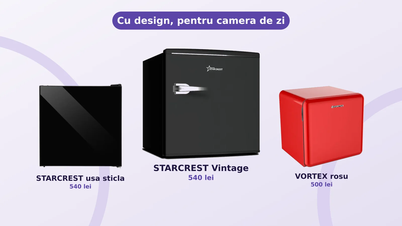 Minibaruri cu design, STARCREST vintage, STARCREST cu usa de sticla si VORTEX rosu