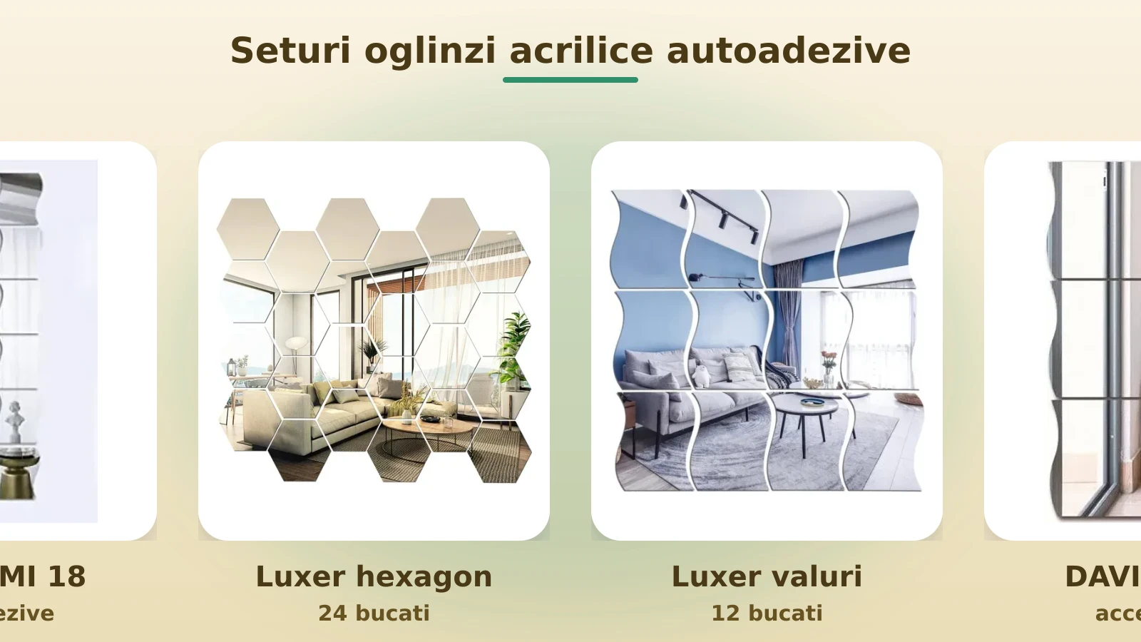 Seturi de oglinzi acrilice autoadezive: DAVIDAMI si Luxer