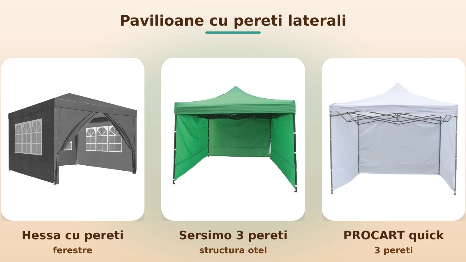 Pavilioane cu pereti laterali: Hessa, Sersimo, PROCART