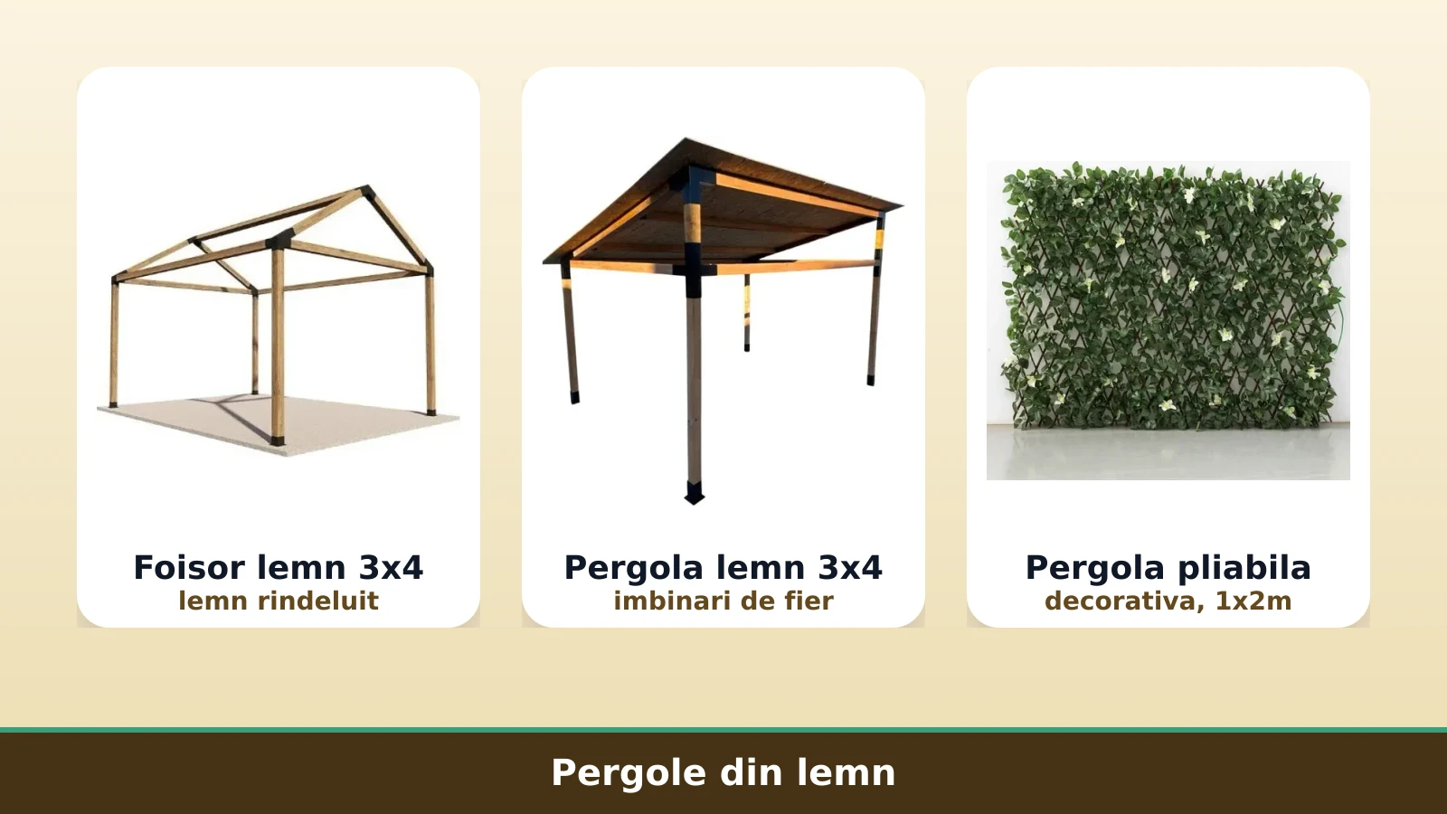 Pergole din lemn pentru terasa: structuri din lemn rindeluit si decorativa