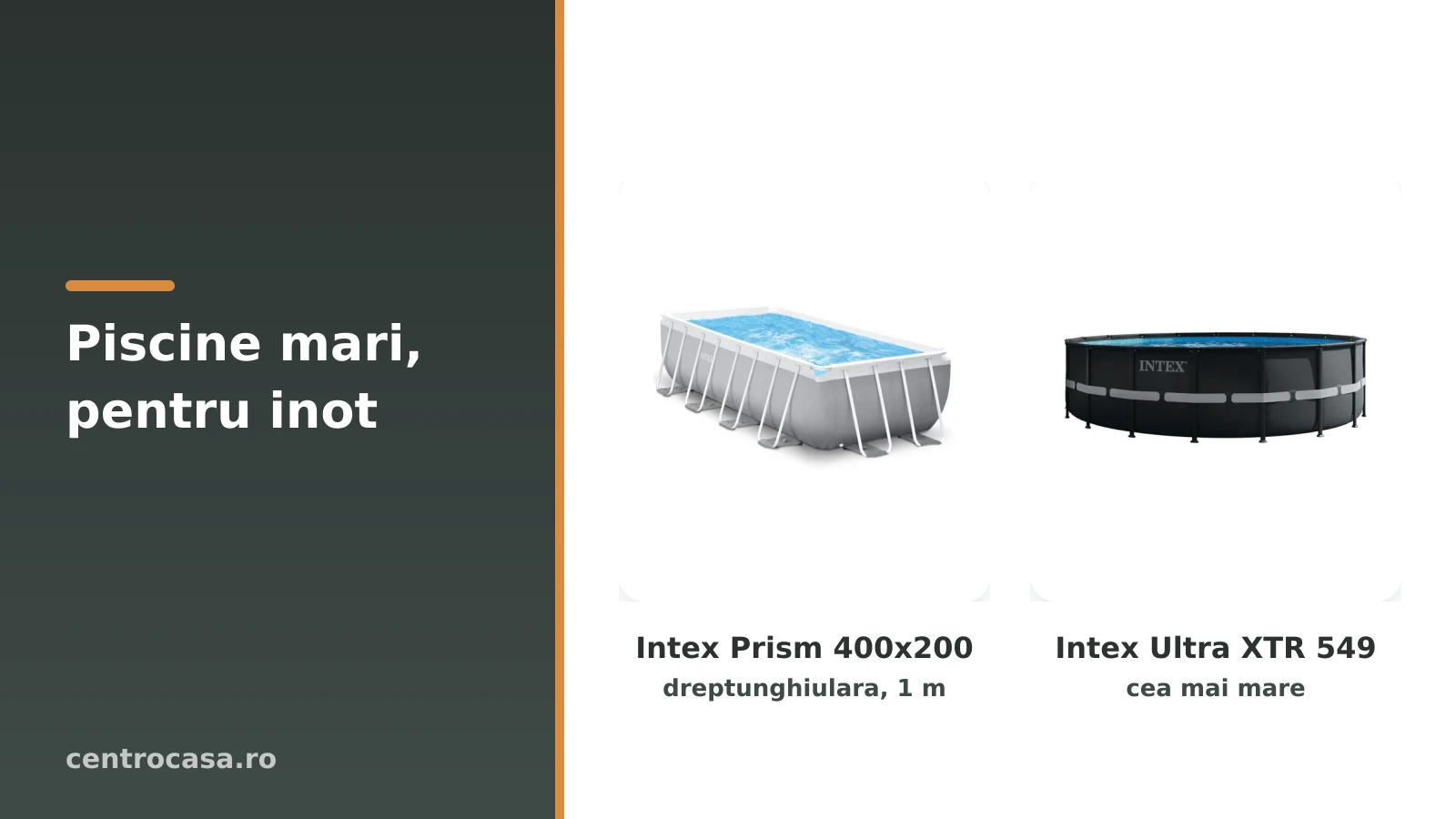 Piscine mari pentru inot: Intex Prism Frame si Ultra XTR