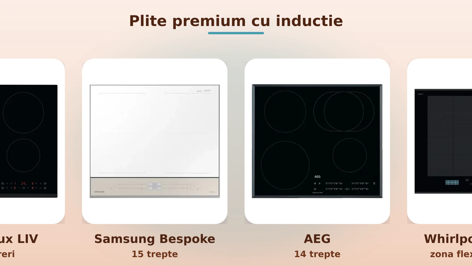 Plite premium cu inductie: Electrolux, Samsung, AEG, Whirlpool
