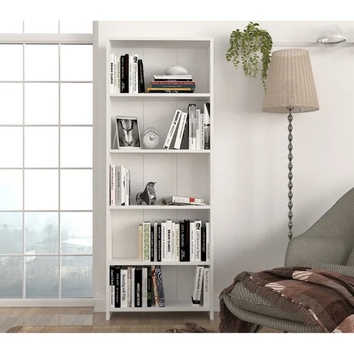 Biblioteca UnicUtil® Slim Vogue, 60.6 x 19.5 x 160 cm, Cu Rafturi Inalte si Slim, Pentru Carti, Obiecte Decorative sau Plante, Usor de Integrat in Spatii Inguste, Culoare Alb