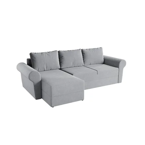 Coltar Bonito, extensibil, cu lada depozitare, stofa, 260 x 140 x 85 cm, Gri Deschis