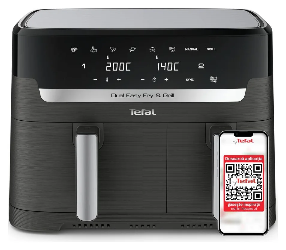 Tefal Dual Easy Fry & Grill, 8,3 l, doua cosuri