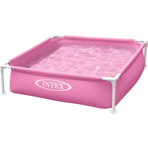 Piscina cu cadru metalic Mini Frame Intex, 122x122xH30 cm, volum 0.34 m³, PVC/otel, roz