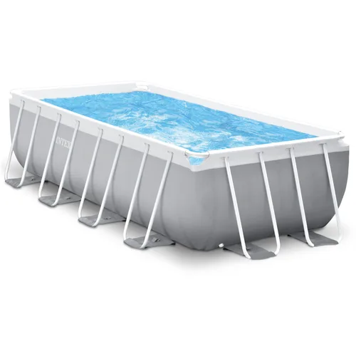 Piscina rectangulara cu cadru metalic Prism Frame Intex 26788NP, 400x200xH100 cm, include pompa cu filtru 28604 (2.006 l) si scara acces