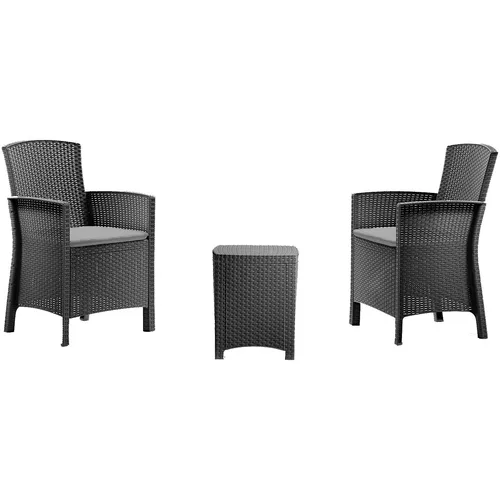 Set mobilier gradina Lido, 2 fotolii + masa, grafit