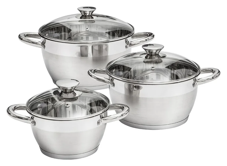 Ambition Noble, set 3 oale inox cu capace, inductie